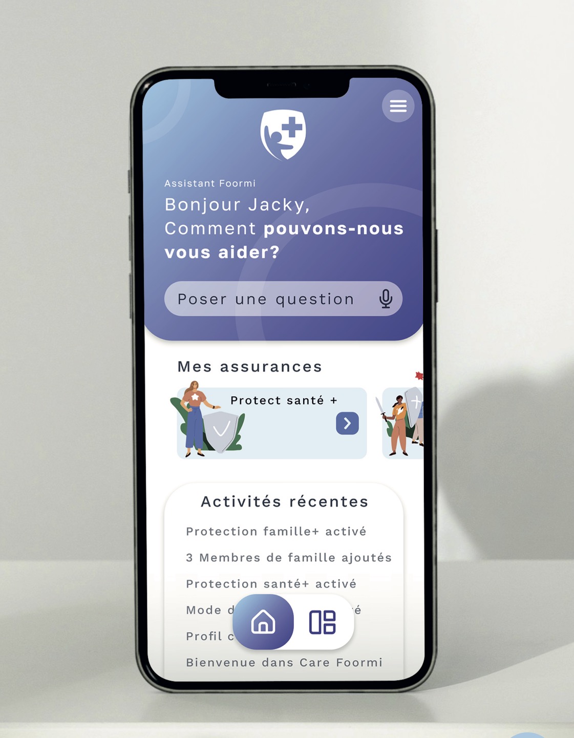 Application mobile Care Foormi - Interface utilisateur